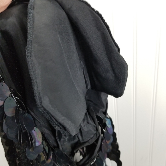 Oleg Cassini Womens All Over Sequin Sleeveless Silk Top Black Lined Size Small - Picture 10 of 11